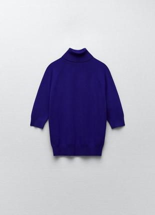 Ярко синий свитер с воротником гольф zara пуловер джемпер