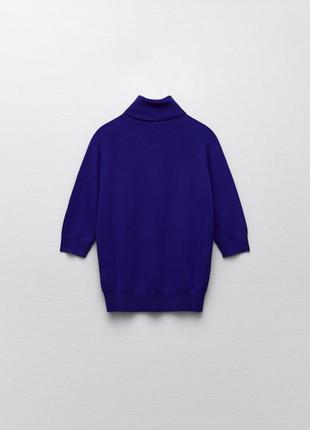 Ярко синий свитер с воротником гольф zara пуловер джемпер2 фото
