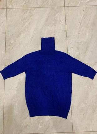 Ярко синий свитер с воротником гольф zara пуловер джемпер5 фото