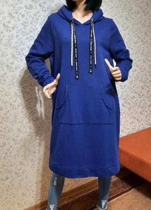 Худи платье cecil hoodie dress р. xl худи хлопок синий cosmic blue