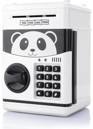 Електронний сейф скарбничка із кодовим замком панда panda3 фото