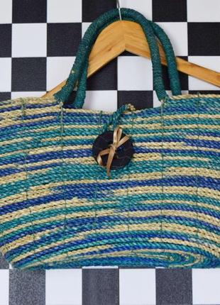 Плетена плетёная сумка пляжная городская канатик соломенная3 фото
