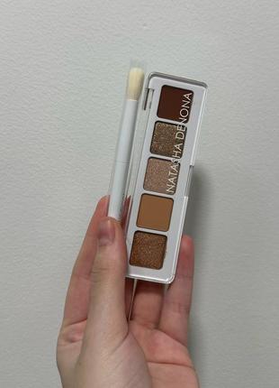 Natasha denona eyeshadow palette kit mini nude eyeshadow palette набір палітра тіней та пензлик4 фото