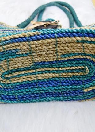 Плетена плетёная сумка пляжная городская канатик соломенная5 фото