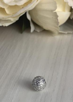 Серебряный шарм клипса на браслет пандора цветочки шармики бусины серебро на пандора браслет2 фото