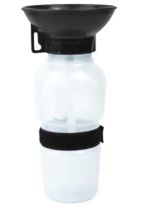 Переносна, дорожня поїлка для собак dog water bottle 550 мл біла/прозора1 фото