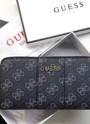 Женский кошелек на молнии guess серый на подарок4 фото