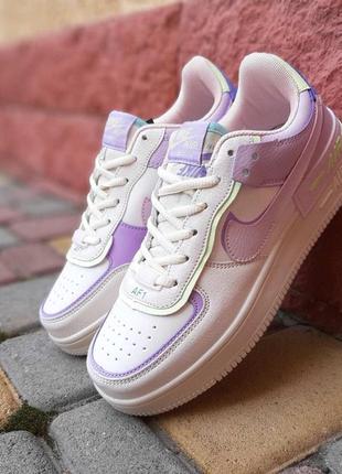 Женские кроссовки без бренда nike air force 1 shadow бежевые с сиреневым