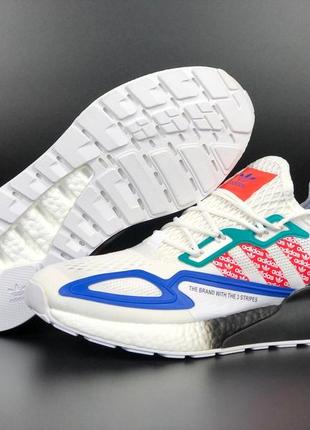 Чоловічі кросівки  adidas zx 2k boost 2.0  білі із синім тільки 42 та 43 размер2 фото