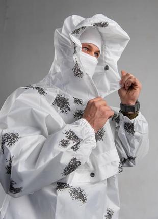 Маскувальний костюм клякса зимовий водонепроникний маскхалат клякса зимовий дощовик білого кольору усі розміра9 фото