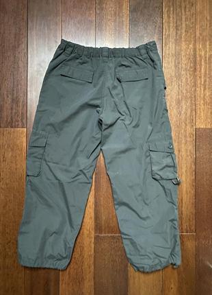 Карго / хаки / широкие / легкие укороченные брюки3 фото