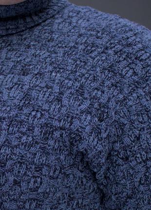Мужской зимний свитер серый шерстяной батал под горло кофта без капюшона больших размеров (b)5 фото