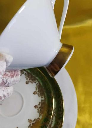 Колекційна шляхетна зелено-золота чашка з блюдцями, німеччина, winterling3 фото
