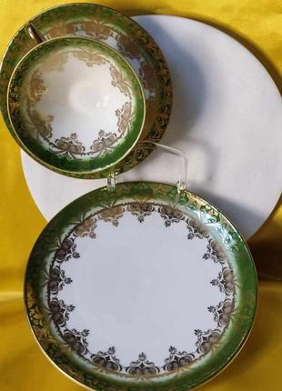 Колекційна шляхетна зелено-золота чашка з блюдцями, німеччина, winterling8 фото