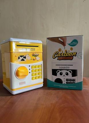 Копилка сейф детская интерактивная игрушка желтая корова с кодовым замком cartoon cow