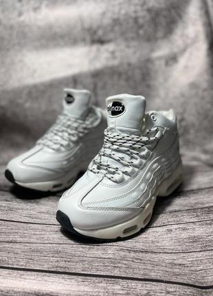 Кроссовки зимние nike air max 95 белые с мехом2 фото