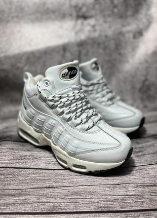 Кроссовки зимние nike air max 95 белые с мехом6 фото