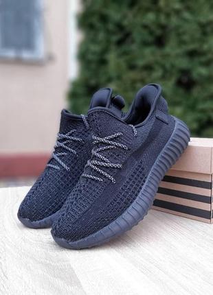 Чоловічі  кросівки get (ad1das yeezy boost 350) не бренд чорні повний рефлектив