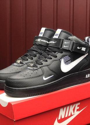 Мужские кроссовки nike air force, черные c белым только 44 размер (11364)