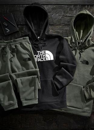 Чоловічий зимовий спортивний костюм the north face чорний з помаранчевим набір худі + худі + штани тнф (b)6 фото