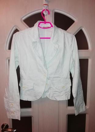 Котоновый  белый пиджак1 фото