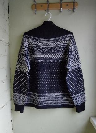 Оригинальный шерстяной свитер в норвежском стиле шерсть4 фото