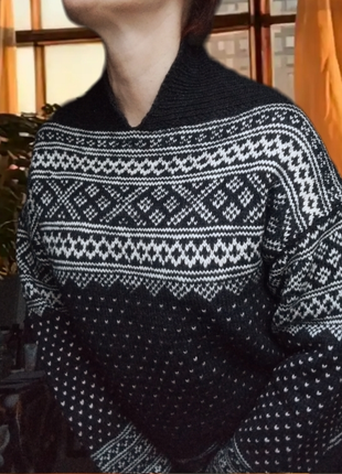 Оригинальный шерстяной свитер в норвежском стиле шерсть5 фото