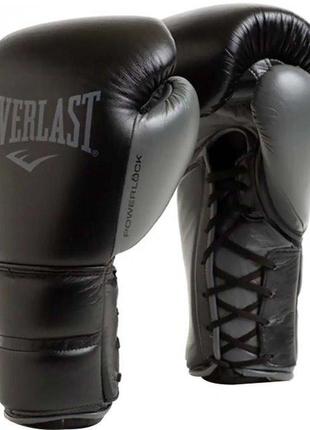 Боксерские перчатки everlast powerlock 2 pro lace черный 12 унций (896910-70-312 12)1 фото