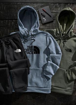 Чоловічий зимовий спортивний костюм the north face чорний набір худі + худі + штани тнф (b)3 фото