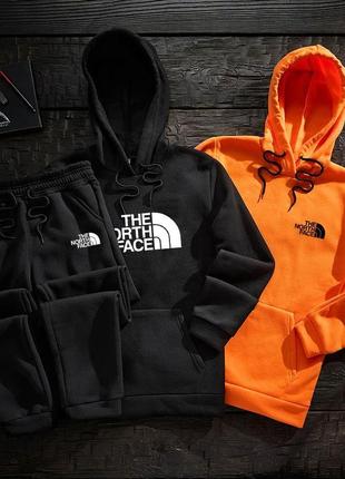 Чоловічий зимовий спортивний костюм the north face чорний набір худі + худі + штани тнф (b)7 фото