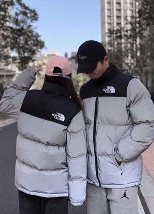 Зимний пуховик tnf, the north face куртка пуховик, куртка норт фейс, рефлективный пуховик, унисекс куртка4 фото