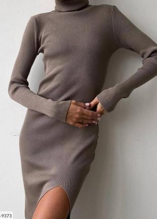 Сукня жіноча повсякденна стильна молодіжна приталена з розрізом на нозі комір під горло арт 9164 фото