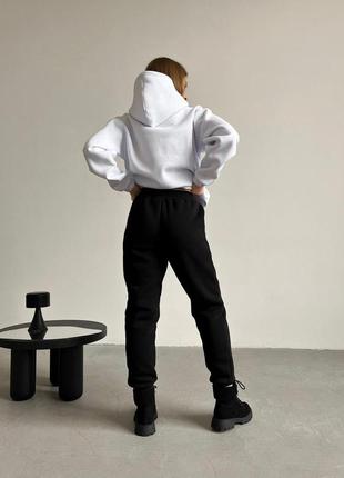 Жіночі зимові спортивні штани чорні тринитка на флісі lina брюки на зиму (b)3 фото
