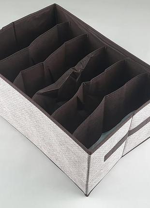 Органайзер 44*30*20 см, на 6 отделений, для хранения мелких предметов одежды коричневого цвета