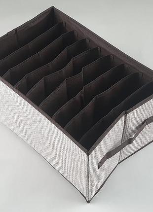 Органайзер 36*25*20 см, на 9 отделений, для хранения мелких предметов одежды коричневого цвета