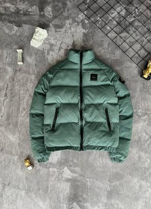 Чоловіча зимова куртка stone island бірюзова до -20*с дута без капюшона пуховик стон айленд (b)1 фото