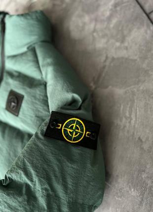 Чоловіча зимова куртка stone island бірюзова до -20*с дута без капюшона пуховик стон айленд (b)5 фото