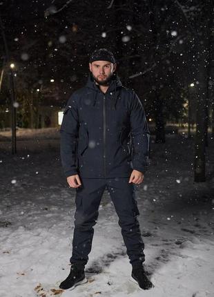 Чоловічий тактичний костюм softshell синій демісезонний до -10*с куртка + штани софт шелл (b)