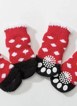 Шкарпетки для собак з нековзними накладками "red and black" size м