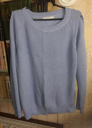 Котоновый весенний свитер васильково- голубого цвета1 фото