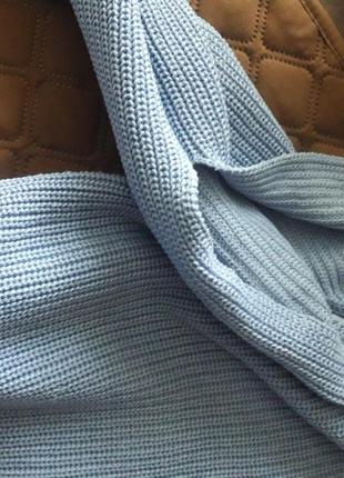 Котоновый весенний свитер васильково- голубого цвета9 фото