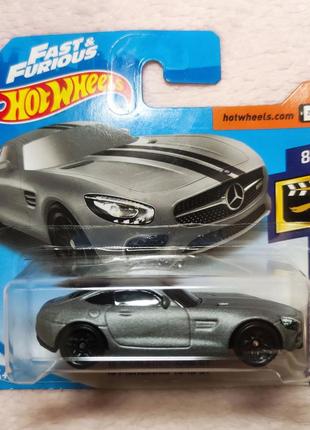 Машинка hot wheels fast & furious '15 mercedes-amg gt screen time fyc95 metallic silver6 фото