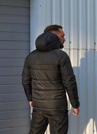 Удобная куртка мужская весенняя осенняя стеганая черная | демисезонные мужские куртки с капюшоном5 фото