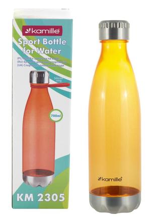 Спортивна пляшка для води kamille жовтогарячий 700 мл із пластику km-2305