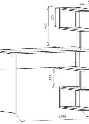 Письмовий стіл open shelf 750х1200х550 мм  сірий4 фото