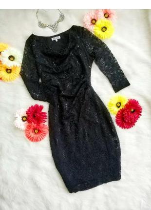 Классическое платье petite collection, гипюр с пайетками на подкладе