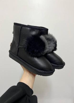 Уггі жіночі осінь — зима з хутром чорні