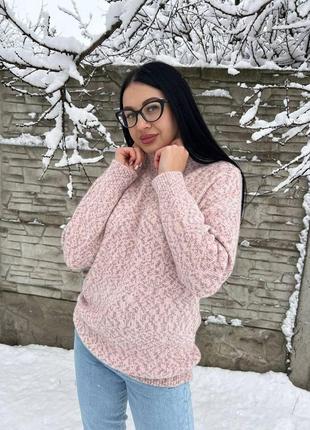 Женский удлиненный свитер оверсайз на зиму7 фото