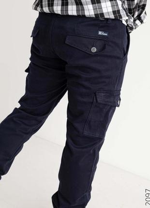 Джинси, штани чоловічі зимові на флісі з накладними кишенями "карго" стрейчеві fangsida, туреччина2 фото