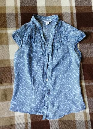 Блуза з тоненького котону, відтінок денім h&m2 фото
